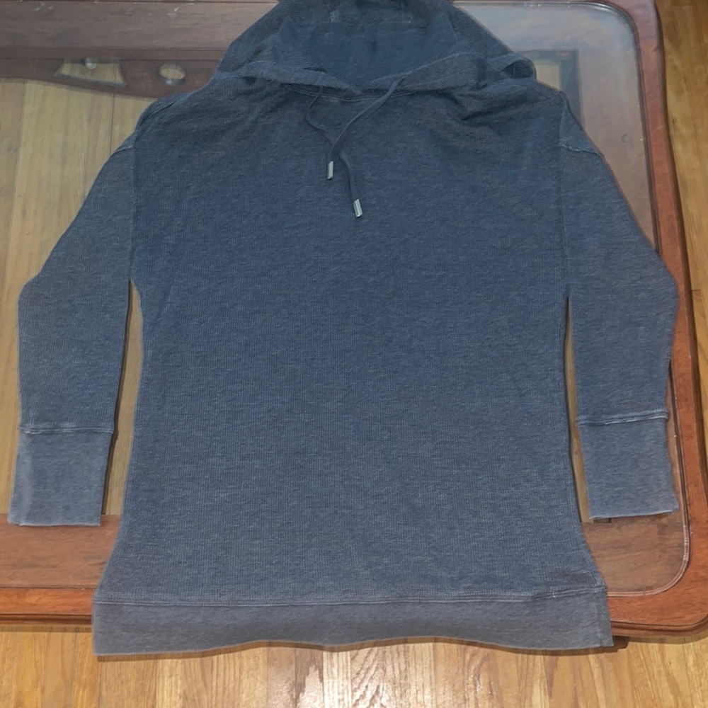 Mono B thermal Women’s Gray Ribbed Hoodie T Shirt comfy soft